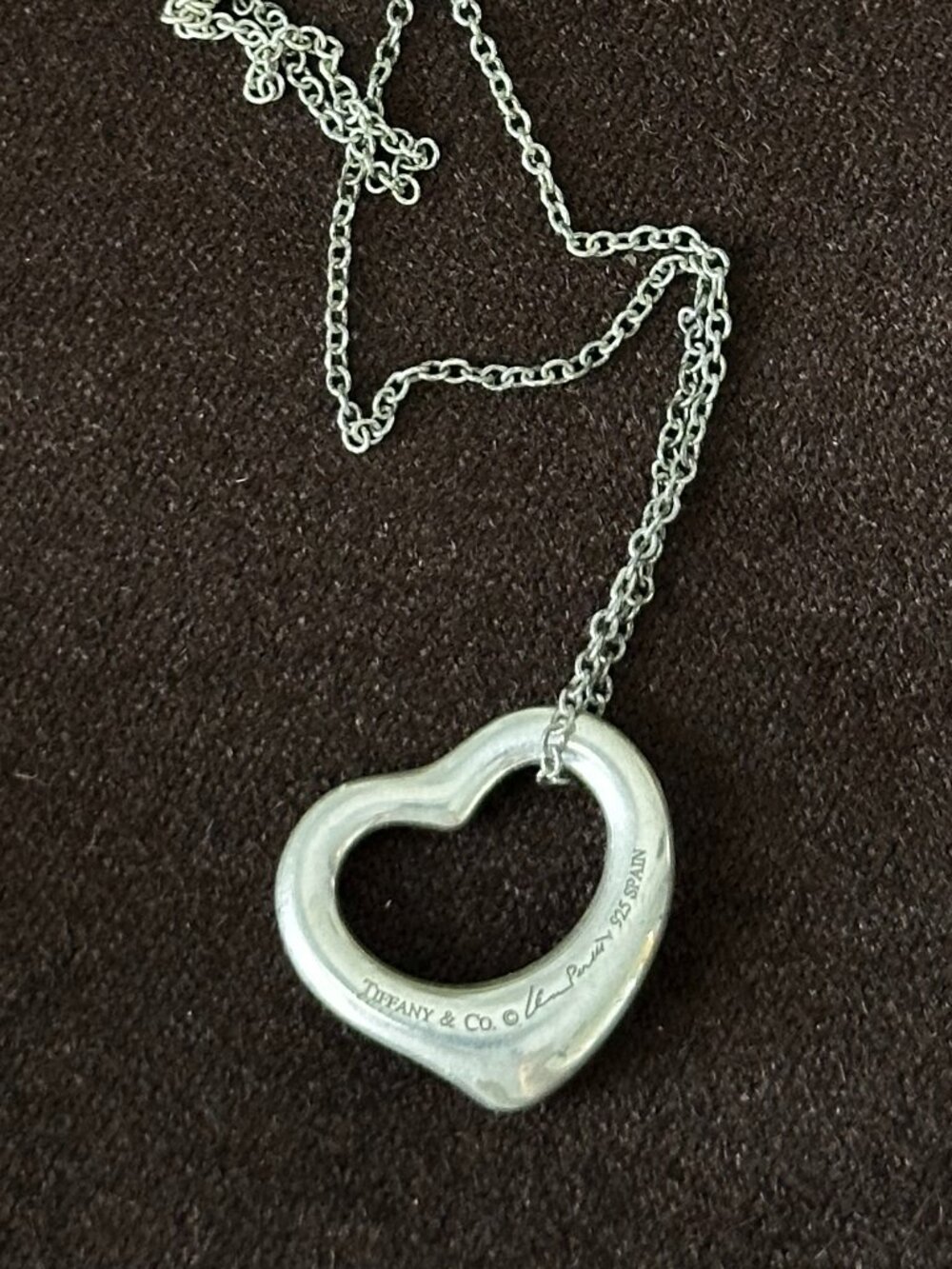 Tiffany & Co. Elsa Peretti Open Heart Necklace 16mm Heart 16” Chain
